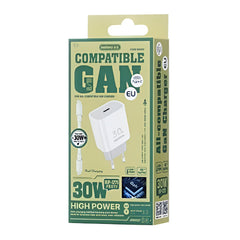 Remax Wall Charger & Fast Data Cable, 30Watts, White - RP-U71