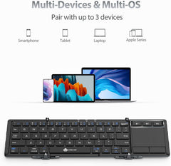 SUIRGE Foldable Bluetooth Keyboard with Sensitive Touchpad, Multi Devices - BK1008