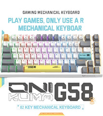 Onikuma USB Wired Mechanical Keyboard, RGB Backlit Matte Key Caps, For PC & Laptop, White - G58 WHITE