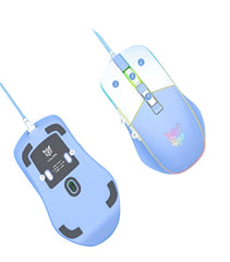 Onikuma Gaming Mouse Optical Sensor 7200 DPI, Braided Cable, RGB Lighting, Blue - CW916