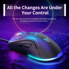 Onikuma RGB Wired Gaming Mouse DPI, USB Cable Length 1.5Mm, Black - CW917