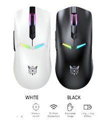 Onikuma Wireless Gaming Mouse Three Mode, Bluetooth & Wired, Black / White - CW928