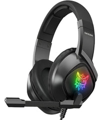 Onikuma K19 Wired Gaming Headset with Mic, RGB LED, Noise Cancelling — Black