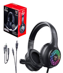 ONIKUMA X7 PRO Gaming Headset — RGB LED, Noise-Cancelling Microphone, Wired, Black