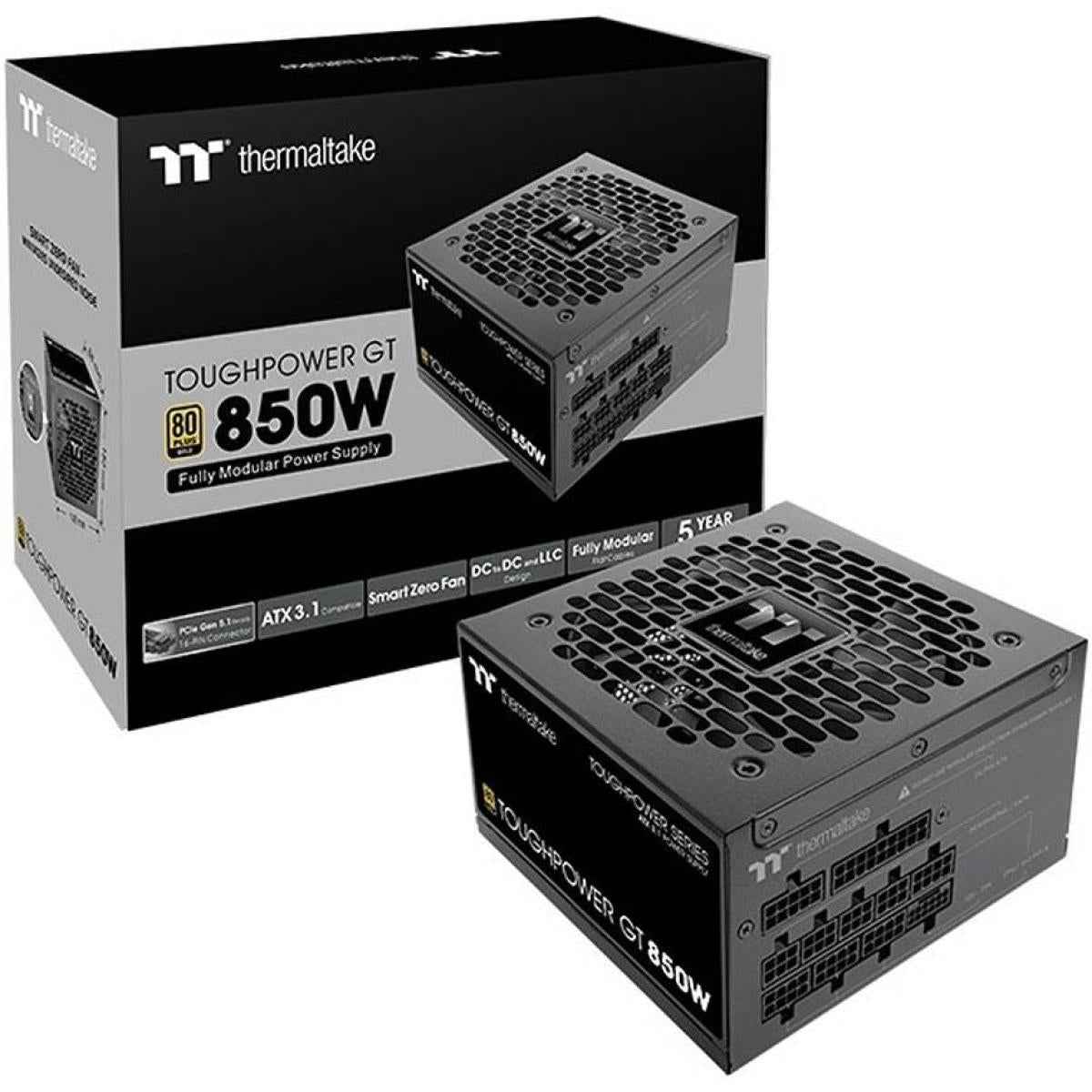Thermaltake Toughpower Gt 850w Atx 3.1 80 Plus Gold Fully Modular Smart Zero Fan; Native 450w Pcie 5.1 Conneor , Black