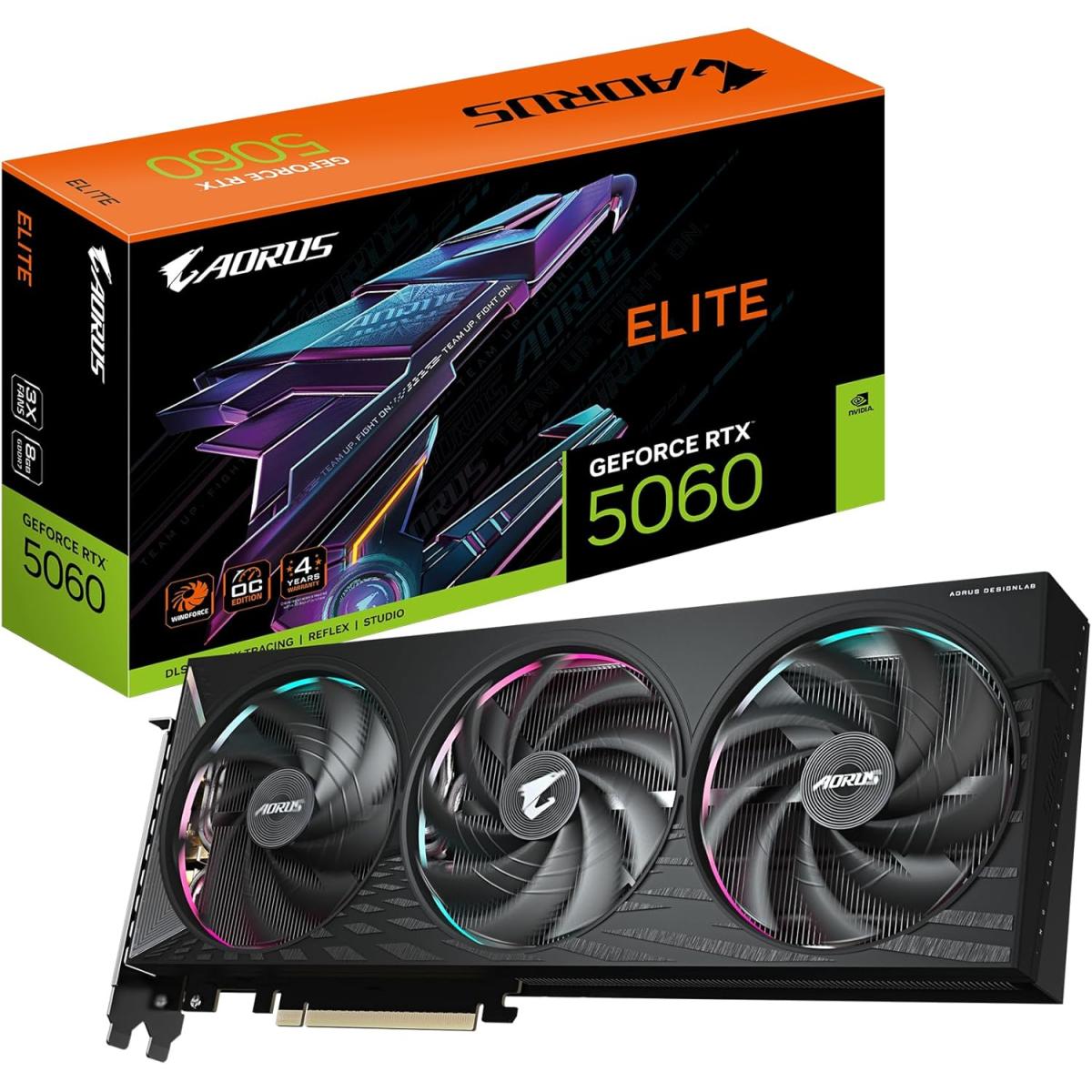 GIGABYTE AORUS GeForce RTX 5060 ELITE 8GB GDDR7 - Graphics Card | GV-N5060AORUS E-8GD | GIGABYTE AORUS GeForce RTX 5060 ELITE 8GB GDDR7 - Graphics Card | GV-N5060AORUS E-8GD |