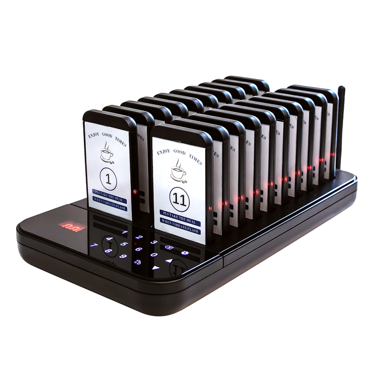 20 Pager Wireless Vibration Calling System for Restaurant & Café 300m