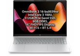 HP OmniBook 3 Laptop 16‑bu0039ne – Intel Core 3 100U, 6 Cores, 512GB PCIe Gen4 SSD, 8GB DDR5, 16" FHD+ IPS Display, Wi‑Fi 6 + BT 5.4, Glacier Silver