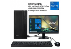 Acer Veriton VS2722G Mid Tower Mini PC, Intel Core i7-14700, 16GB DDR5, 512GB PCIe 4.0 SSD, Wi-Fi 6E, Bluetooth 5.3 - 3 Year Warranty W/ Acer EK241Y P6 LCD Monitor, 23.8" FHD IPS, 100Hz