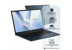 Laptop ASUS Vivobook 15 (F1504VA), Intel® Core™ 5 120U Processor, 16GB (Customized) DDR4, 512GB SSD, Wi-Fi 6, Bluetooth 5.2, Fingerprint - Quiet Blue