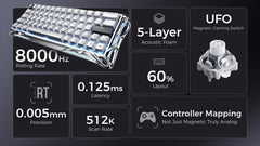 GravaStar Edition-8kHz V60 silver magnetic hall effect gaming keyboard Mercury Pro