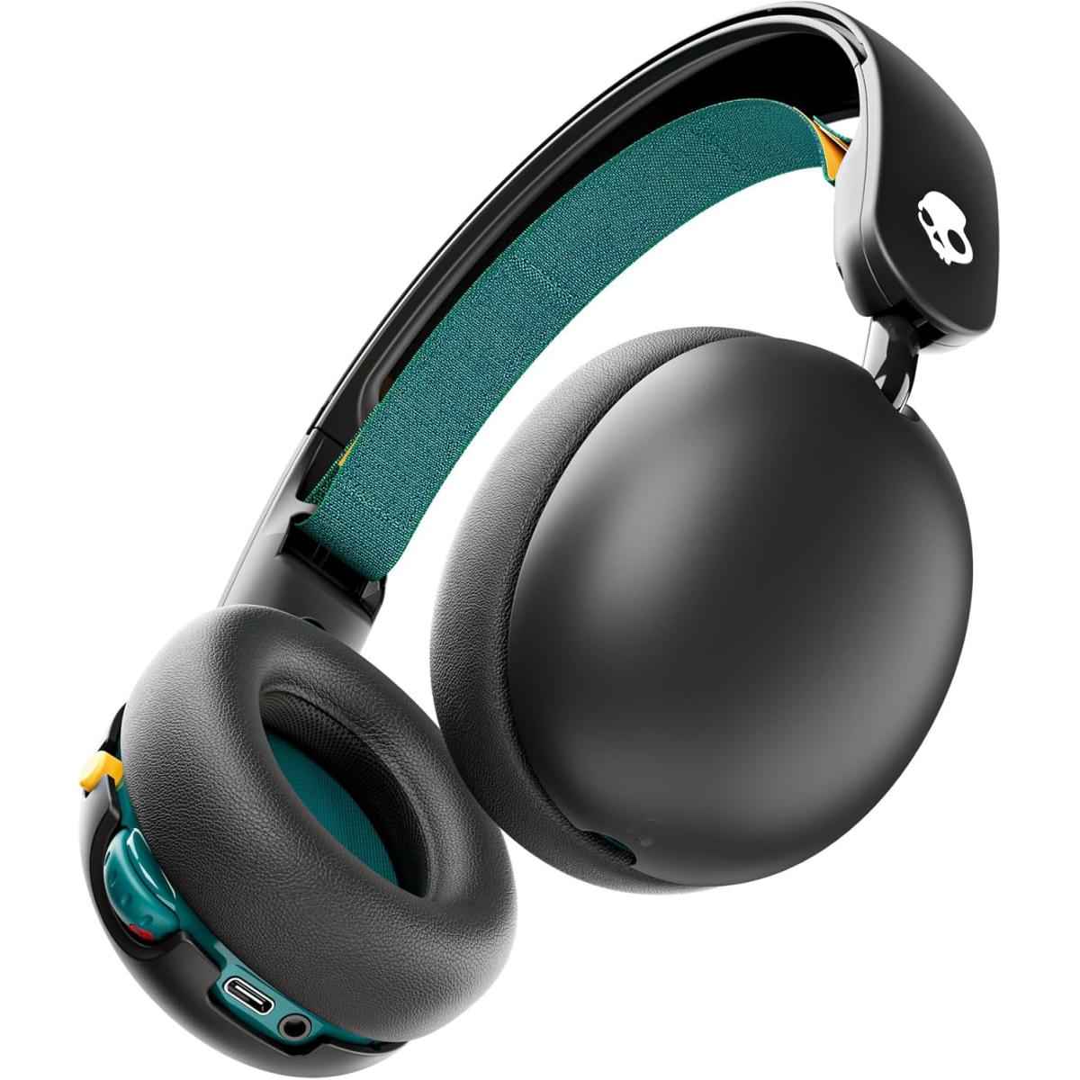 Skullcandy Grom Wireless Headphones, Volume Limiting Audio, Comfortable Over Ear Fit, Designed For Kids 6+, Up To 45 Hours Battery, Backup 3.5mm Aux Cable Included With Built In Microphone Black