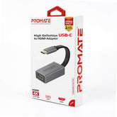 Promate Medialink H1 Type C To Hdmi Adapter 4k 30hz Video Converter W/ Audio Output Grey - CompuMe