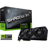 Msi Geforce Rtx 5080 Shadow 3x Oc Graphics Card, 16gb Gddr7 256 Bit Memory, 2640 Mhz Boost Clock, 10752 Cuda Cores, 30 Gbps Memory Speed