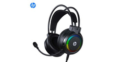 HP H220 Gaming Wired RGB Headset 3.5mm+USB, Clear Audio Reproduction, RGB Ear-Cup Lighting, Comfortable Over-Ear Fit.