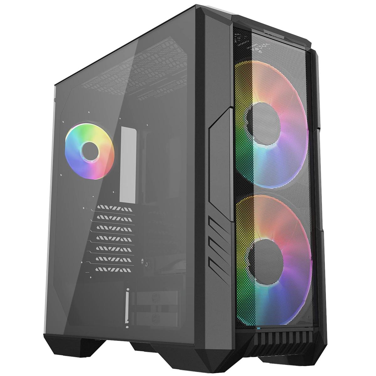 COOLER MASTER HAF 500 ARGB -Black- Mid Tower Tempered Glass Gaming Case w- 3x ARGB Fans -2x 200mm + 1x120mm- - H500-KGNN-S00 -