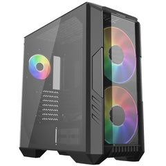 COOLER MASTER HAF 500 ARGB -Black- Mid Tower Tempered Glass Gaming Case w- 3x ARGB Fans -2x 200mm + 1x120mm- - H500-KGNN-S00 -