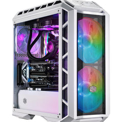 COOLERMASTER H500P Mesh White ARGB Mid tower Tempered Glass Gaming Case - H500P mesh white Argb -