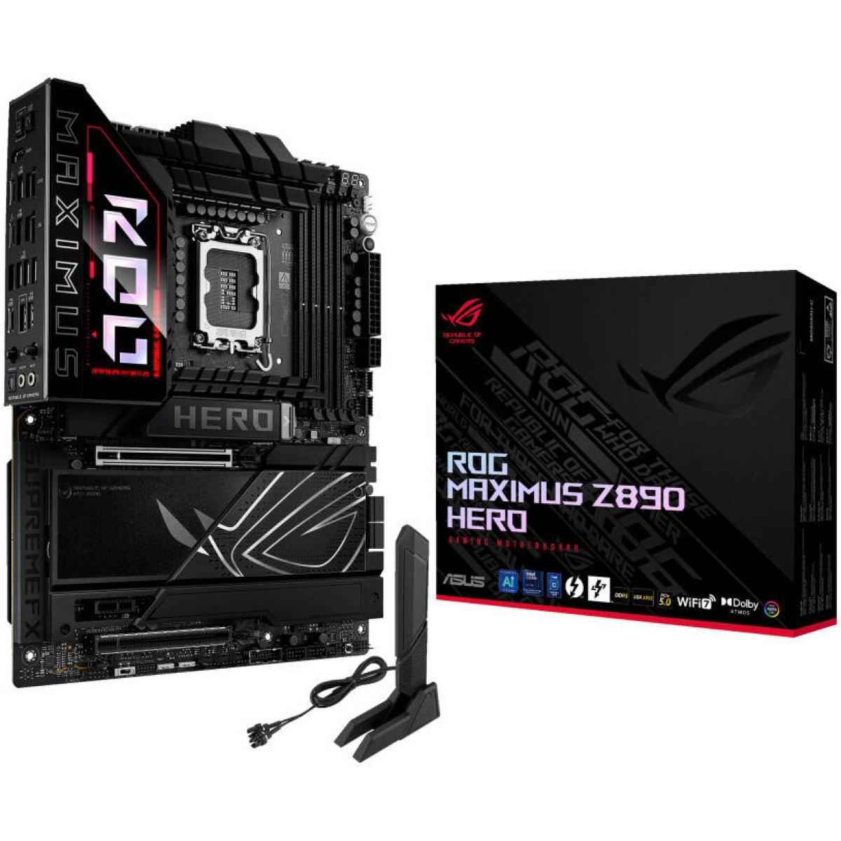 Asus Rog Maximus Z890 Hero Wifi 7 Z890 Ddr5 Lga 1851 Advanced Ai Pc Ready 6x M.2 Ssd Pcie® 5.0 Thunderbolt™ 4 Usb Type C® 2.5gb Lan
