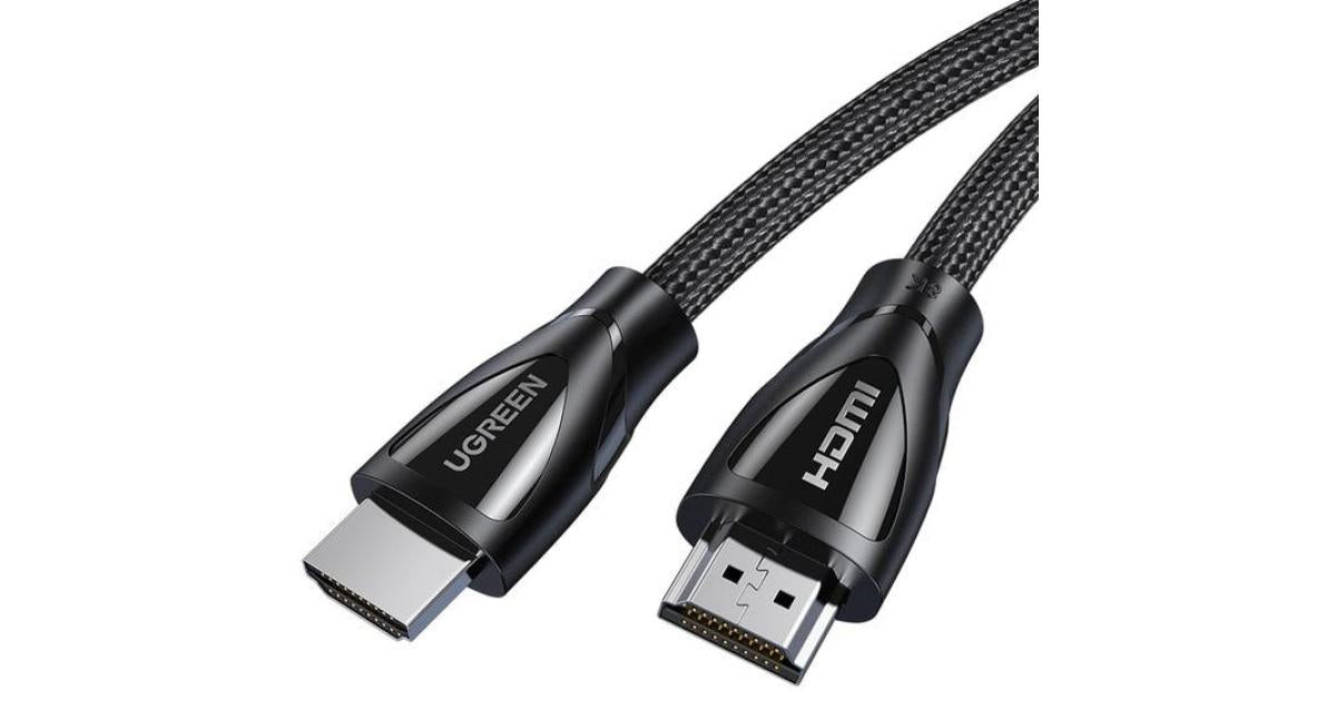 UGREEN (HD140) HDMI 2.1 Ultra High Speed Cable Up To 8K@60 , 4K@120Hz, Cotton braided, 180 Degree, Nickel plated- 3M