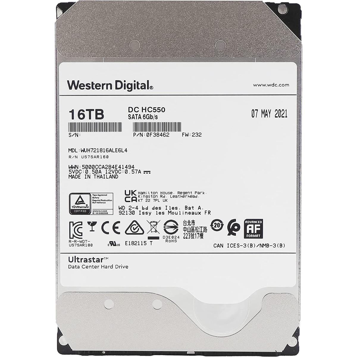 Western Digital UltraStar HDD Desktop Storage 16TB 7200RPM SATA 6Gb/s, 512MB Cache - 3.5 Hard Drive | Ultrastar DC HC550 | - CompuMe Western Digital UltraStar HDD Desktop Storage 16TB 7200RPM SATA 6Gb/s, 512MB Cache - 3.5 Hard Drive | Ultrastar DC HC550 | - CompuMe