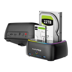 HAING HI-0580-U3D-PRO Dual-Bay HDD Docking Station Offline Clone/USB-C 3.0/2.5/3.5" SATA HDD