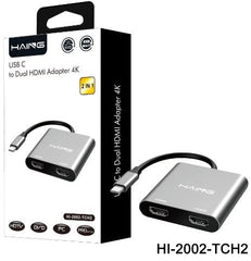USB C to Dual HDMI Adapter 4K @60hz, Type C to HDMI Converter HI-2002-TCH2