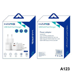 HAING HI - A123 2 Port USB Type - C GaN Fast Charger EU 20W, chargers