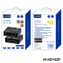 HAING HI-HD102F HD Splitter Ver 1.4 1x2 Full 3D 4Kx2K UK Plug