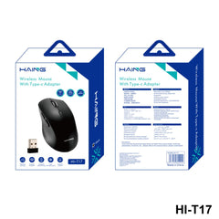 HAING HI-T17 Optical USB Computer 2.4G Wireless Mouse With Type-c Adapter