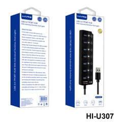 HAING HI-U307 USB 3.0 with Individual Switches and Lights 7 Port Hub