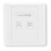 HAING HI - WP01 RJ45 Dual Port Faceplate 8.6x8.6cm with PP BAG with network accessories