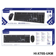 HAING HI-X70S-UKM USB Corded White Keyboard & Mouse Combo -Black