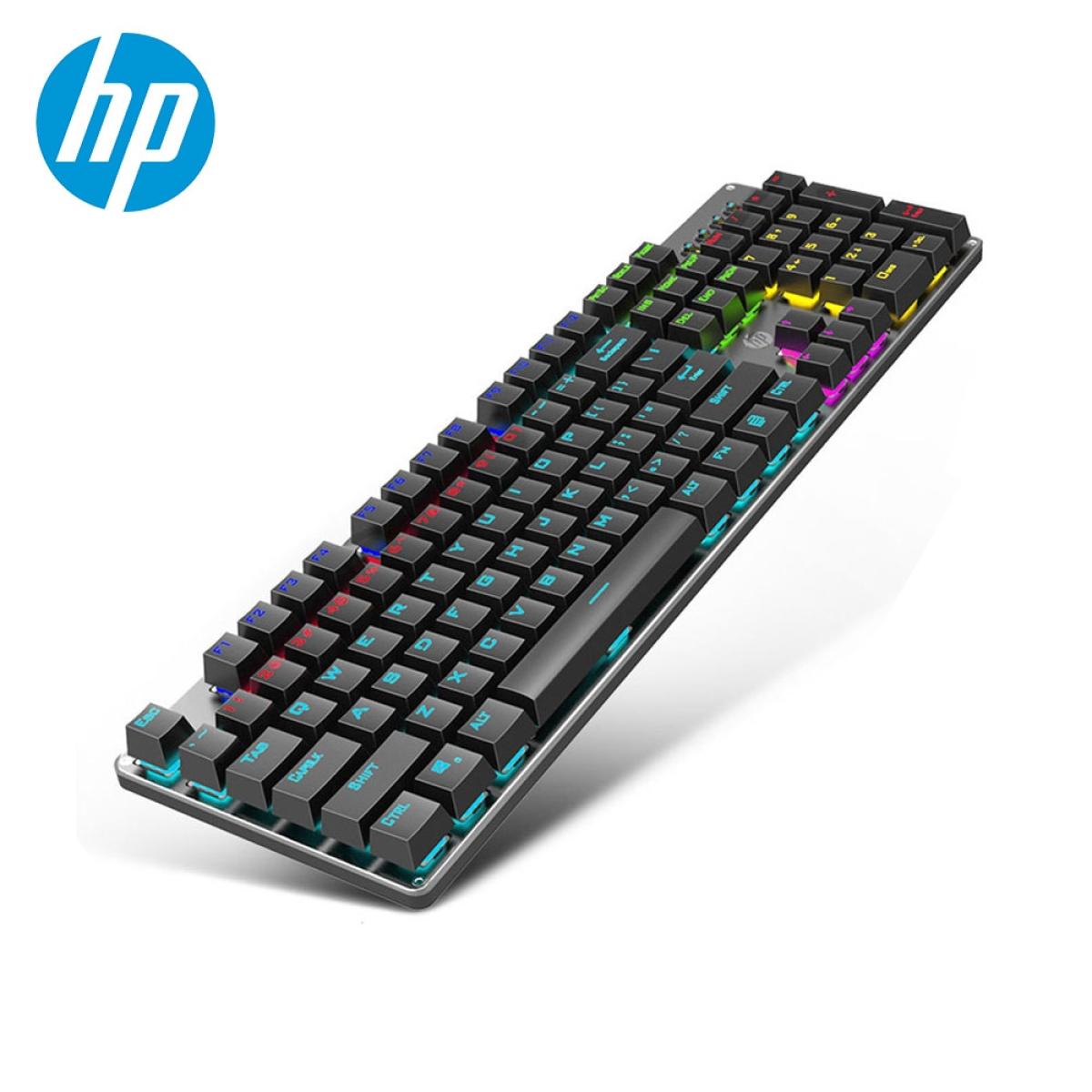 HP GK100F RGB Wired Gaming Mechanical Black Keyboard - Blue Switch with gaming keyboard