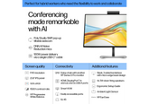 HP Series 5 Pro 524pm - 23.8″ FHD IPS Conferencing Monitor, USB‑C 100W PD, 5MP Webcam, RJ‑45 Ethernet, AI Noise Reduction - 3 Year Warranty
