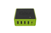 Goui Kimba Lite 5 Port PD Desktop Charger, 36Watts, Black / Green - G-60WUSBPD