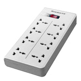 Huntkey Pza801 Universal Power Strip 8x Outlet Ac 220 240v Overload Proteion Max2500w Max10a 3m White