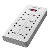 Huntkey PZA801 Universal Power Strip 8x Outlet AC 220-240V Overload Protection MAX2500W-MAX10A 3M - White