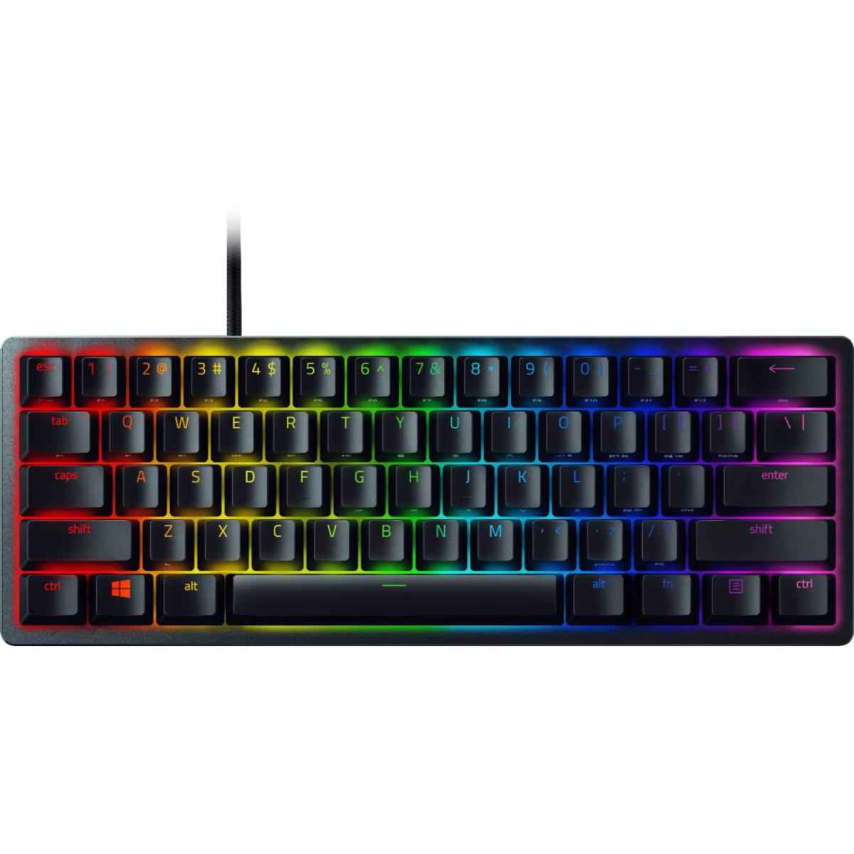 Razer Huntsman Mini 60% Clicky Optical Mechanical Switches Doubleshot Pbt Keycaps Detachable Usb C Cable (purple Switch) Black