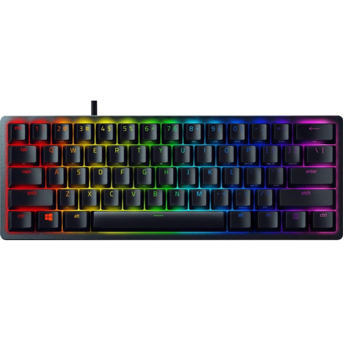 Razer Huntsman Mini 60% Chroma RGB Wired (Detachable Type-C) Mechanical Gaming Keyboard, Clicky Optical Switch (Purple) w/ Aluminum Body & Fully programmable keys - Black | RZ03--R3M1 | - CompuMe Razer Huntsman Mini 60% Chroma RGB Wired (Detachable Type-C) Mechanical Gaming Keyboard, Clicky Optical Switch (Purple) w/ Aluminum Body & Fully programmable keys - Black | RZ03--R3M1 | - CompuMe
