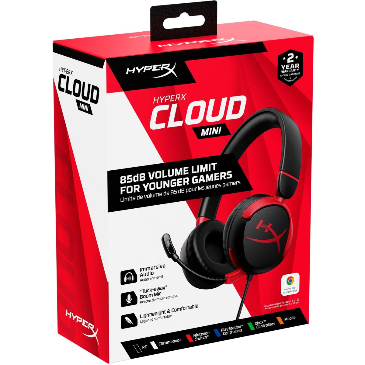 Hyperx Cloud Mini Wired Lightweight Volume Level Below 85db Flip To Mute Mic Rotating Earcups For Pc, Chromebook, Nintendo , Ps, Xbox , Phones, Laptops, Tablets Black - CompuMe
