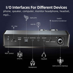 Fifine SC8 RGB PC Recording Studio Audio Sound Cards Mixers External XLR Live Streaming USB Gaming Audio Sound Card
