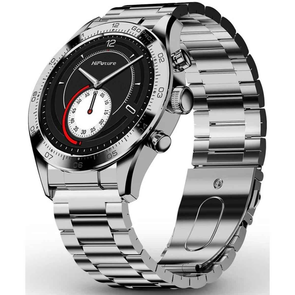 Hifuture Go Pro 2 Smart Watch, Stainless Steel, 1.32" Inch Amoled Display, Powered By Dual Core Processor & Syntra Ai, Ip68 Waterproof, 24/7 True Heart Rate & Blood Oxygen Sensor (the Sixth Generation), Up To 10 Days Daily Use Silver