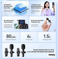 REMAX K10 RYUSIC SERIES TYPE C LIVE STREAM DUAL LAVALIER WIRELESS MICROPHONE