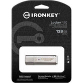Kingston Ironkey Locker+ 50 128gb Encrypted Flash Drive Usb 3.2 Xts Aes Proteion Multi Password Security Options Automatic Cloud Backup Metal Casing