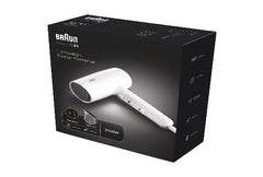 BRAUN Hair Dryer 2100Watts, 3 Speeds, White, Ionic function, Fast-drying nozzle, Easy - BRHD210SDE