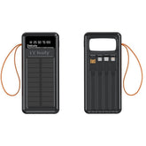 IT Holy B53 Solar Power Bank 50000mAh, 10W Charging | Solar Panel Portable Charger with 4 built-in cables | Digital Display LED Torch | Compatible with Smartphones Tablets - Black