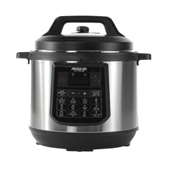 Arshia Digital Pressure Cooker, 8Lit, 1200Watts, Black & Steel - EP135-3176