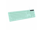 AR/EN Silent KC-01-E USB Wired Keyboard with Large Keycaps, Noise-Free Typing, Fn Multimedia Hotkeys, Full-Size Layout with Num Pad, Ergonomic Design, 1.5m USB Cable, for Laptop, PC, Mac - Mint Green