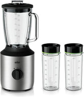 Braun Blender 800 W Variable speed dial and Pulse 1.5 L Glass With 2 Smoothie to go cups Silver